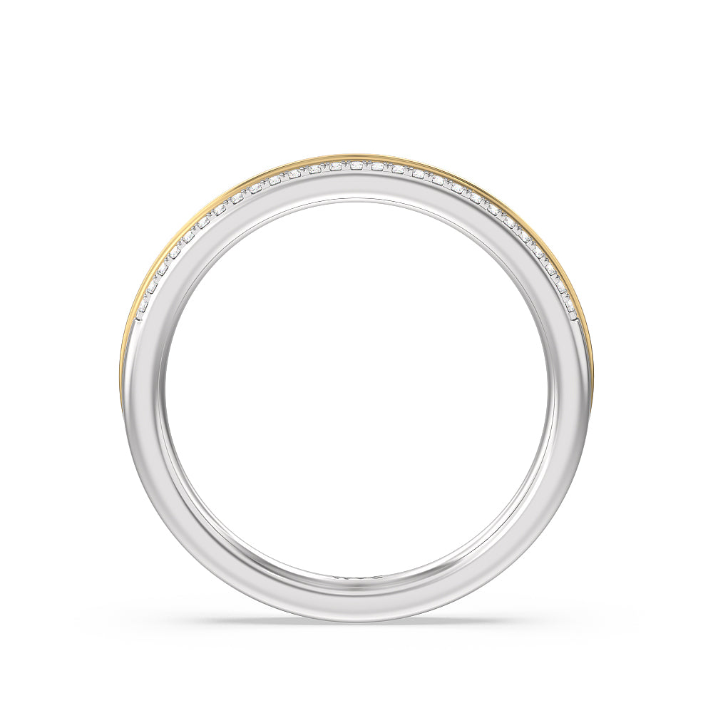 Double Row Pave Hidden Halo Diamond Wedding Band with 18KT White & Yellow Gold Cut Diamond in 14KT White & Yellow Gold view 2

