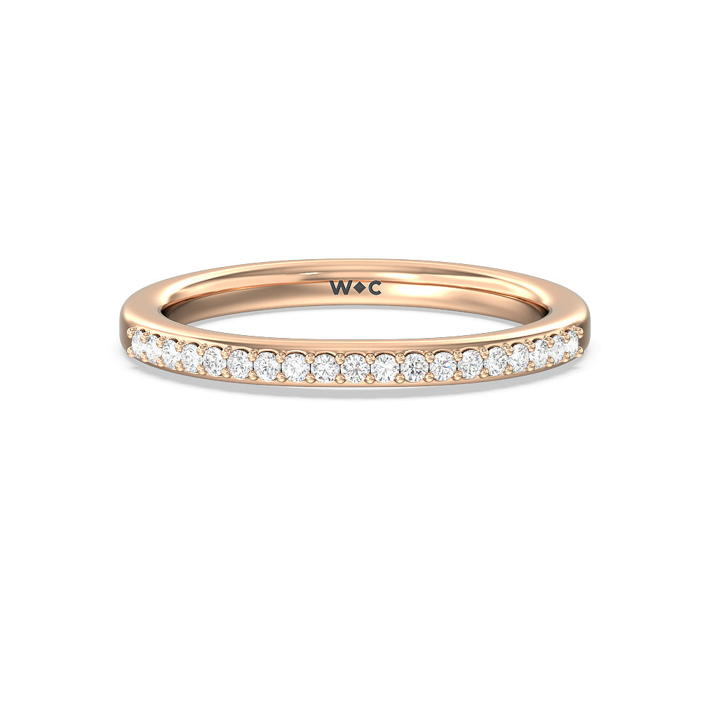 Contoured Diamond Wedding Band with 18KT Rose Gold Cut Diamond in 14KT Rose Gold view 1
