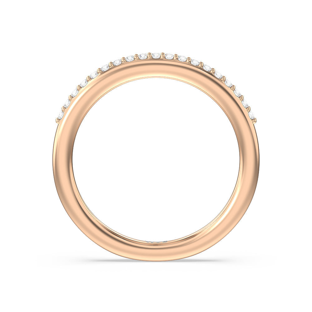 Contoured Diamond Wedding Band with 18KT Rose Gold Cut Diamond in 14KT Rose Gold view 2
