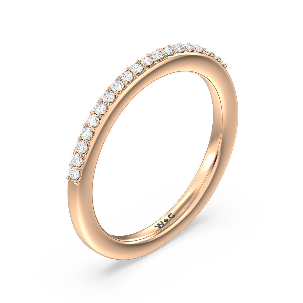 Contoured Diamond Wedding Band with 18KT Rose Gold Cut Diamond in 14KT Rose Gold view 4
