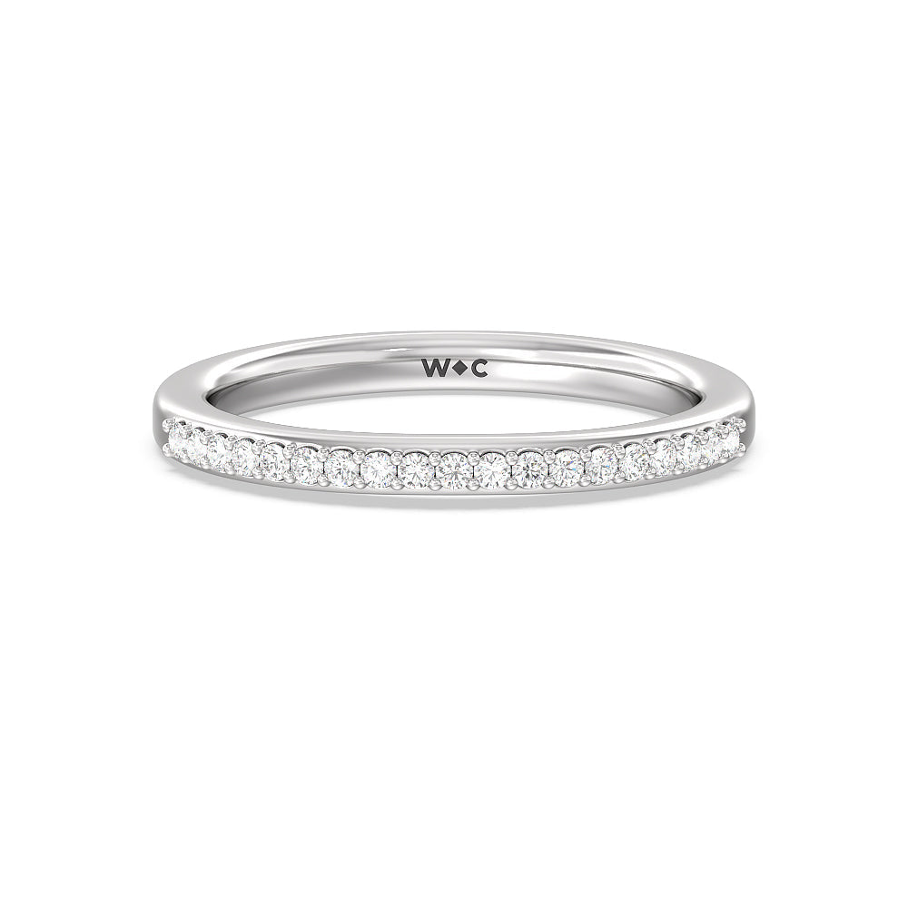Contoured Diamond Wedding Band with Platinum Cut Diamond in 14KT Platinum view 1

