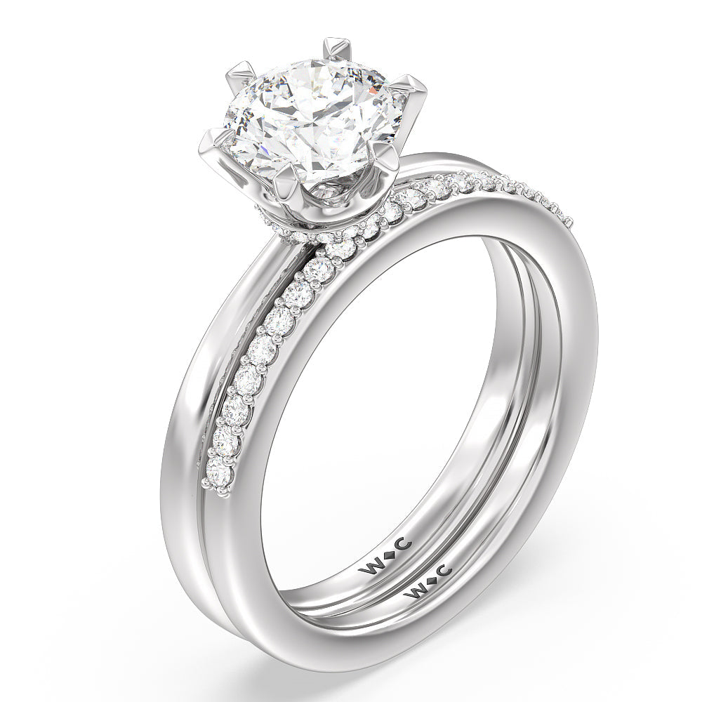 Round Cut 6 Claw Hidden Halo Engagement Ring with Lab Grown Diamond in 14KT Platinum view 4
