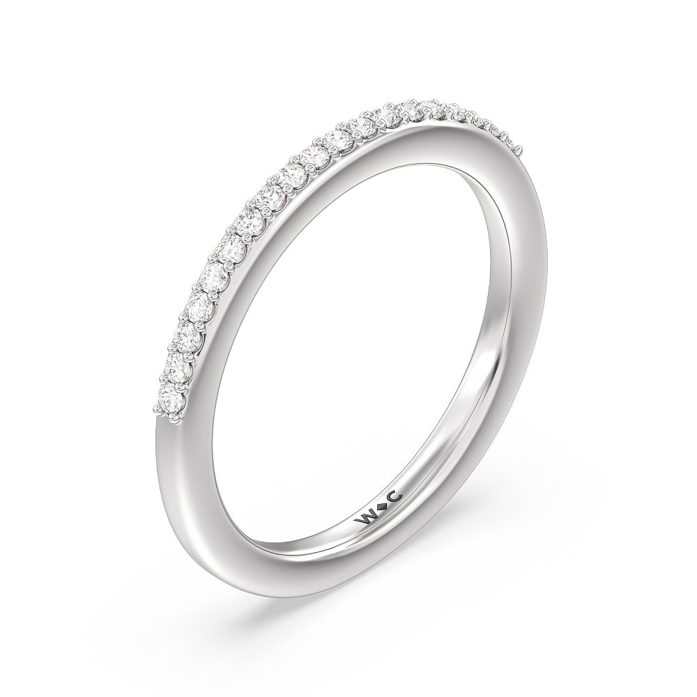 Contoured Diamond Wedding Band with Platinum Cut Diamond in 14KT Platinum view 4
