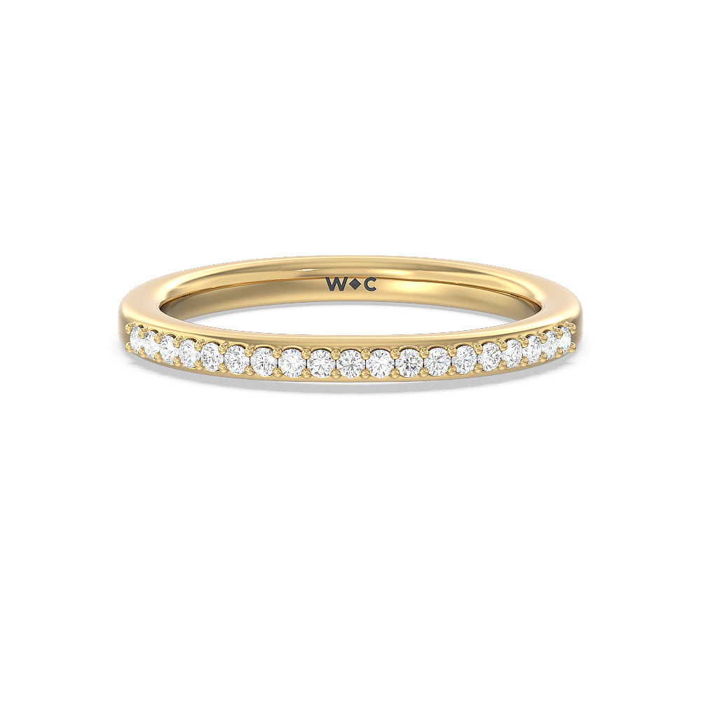 Contoured Diamond Wedding Band with 18KT Yellow Gold Cut Diamond in 14KT Yellow Gold view 1
