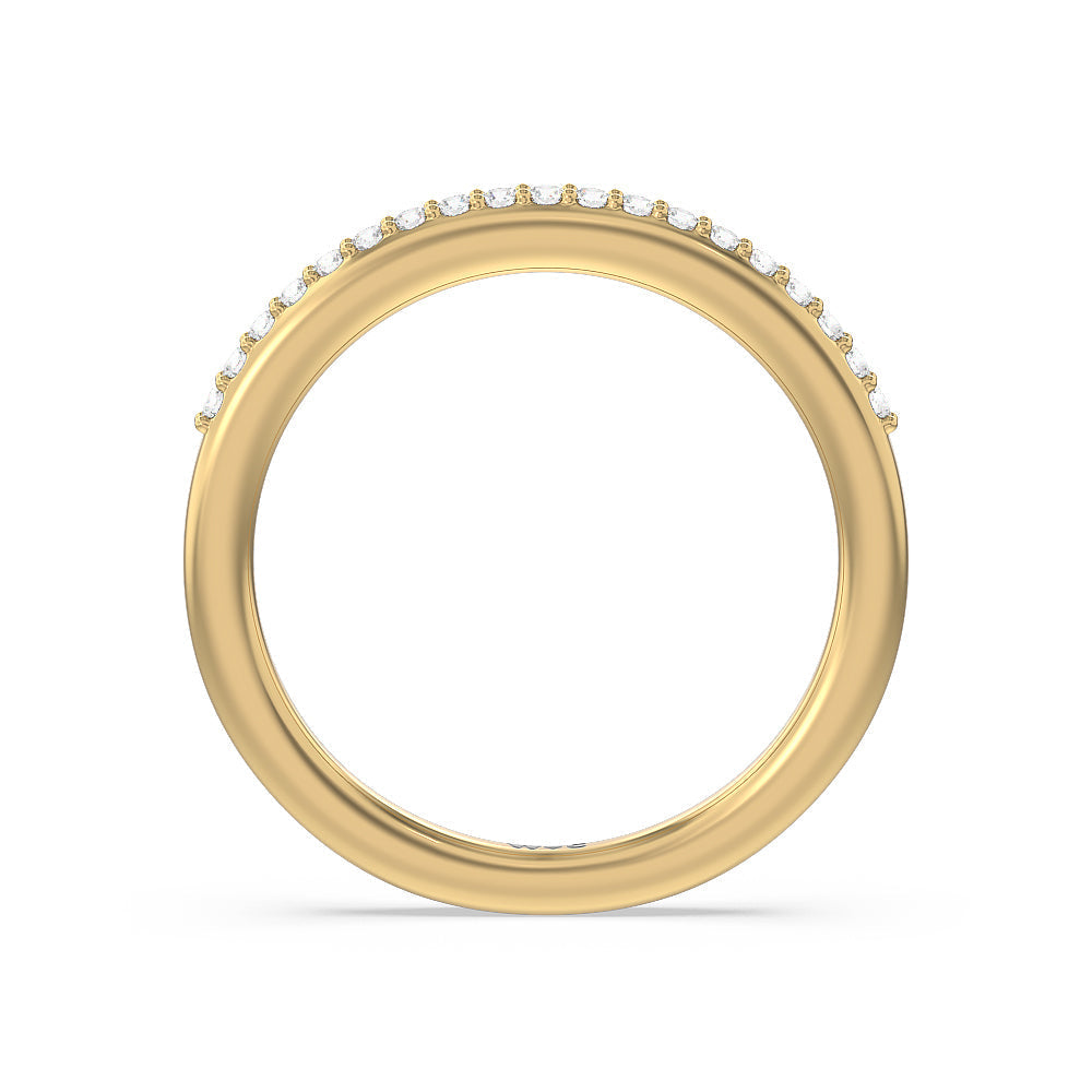 Contoured Diamond Wedding Band with 18KT Yellow Gold Cut Diamond in 14KT Yellow Gold view 2
