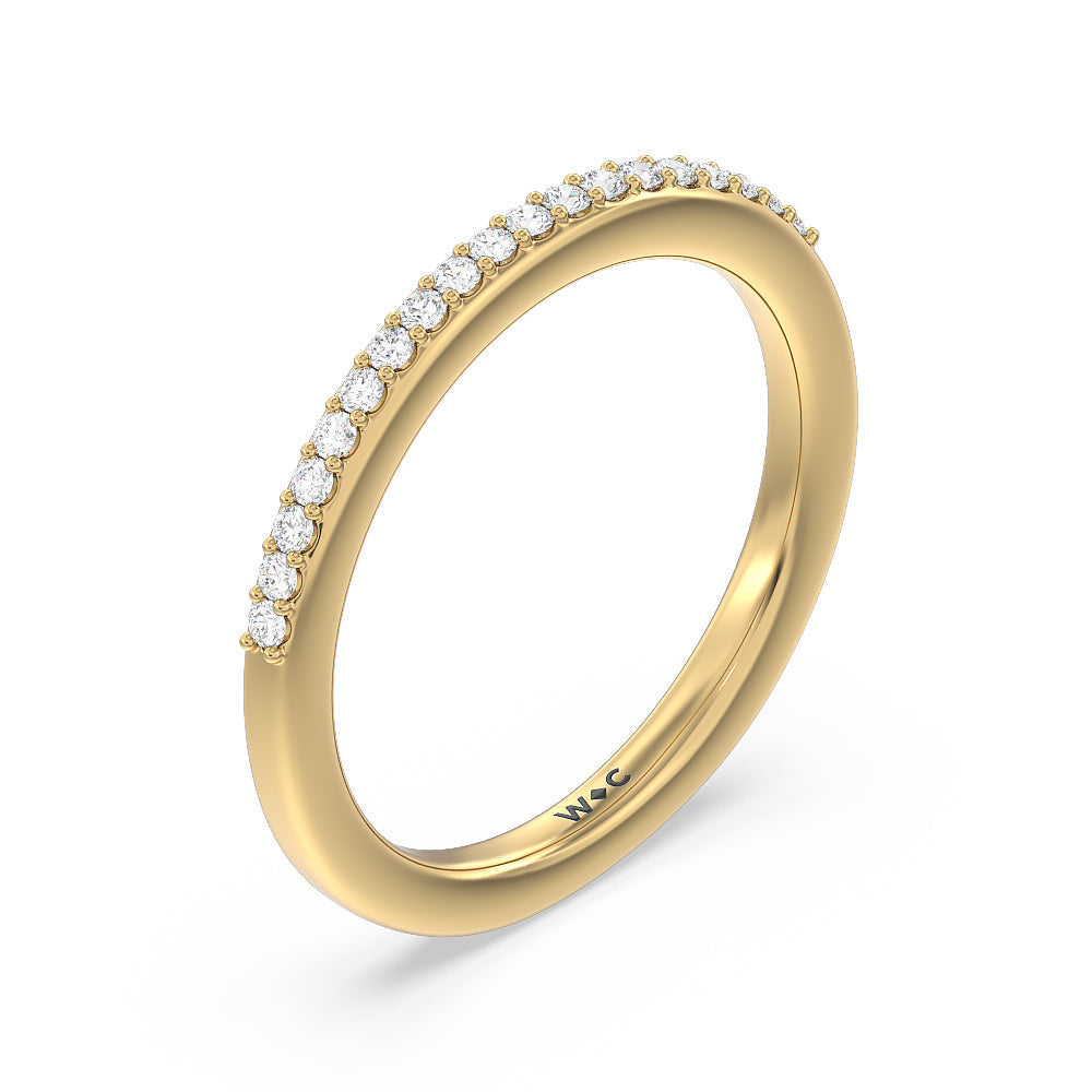 Contoured Diamond Wedding Band with 18KT Yellow Gold Cut Diamond in 14KT Yellow Gold view 4
