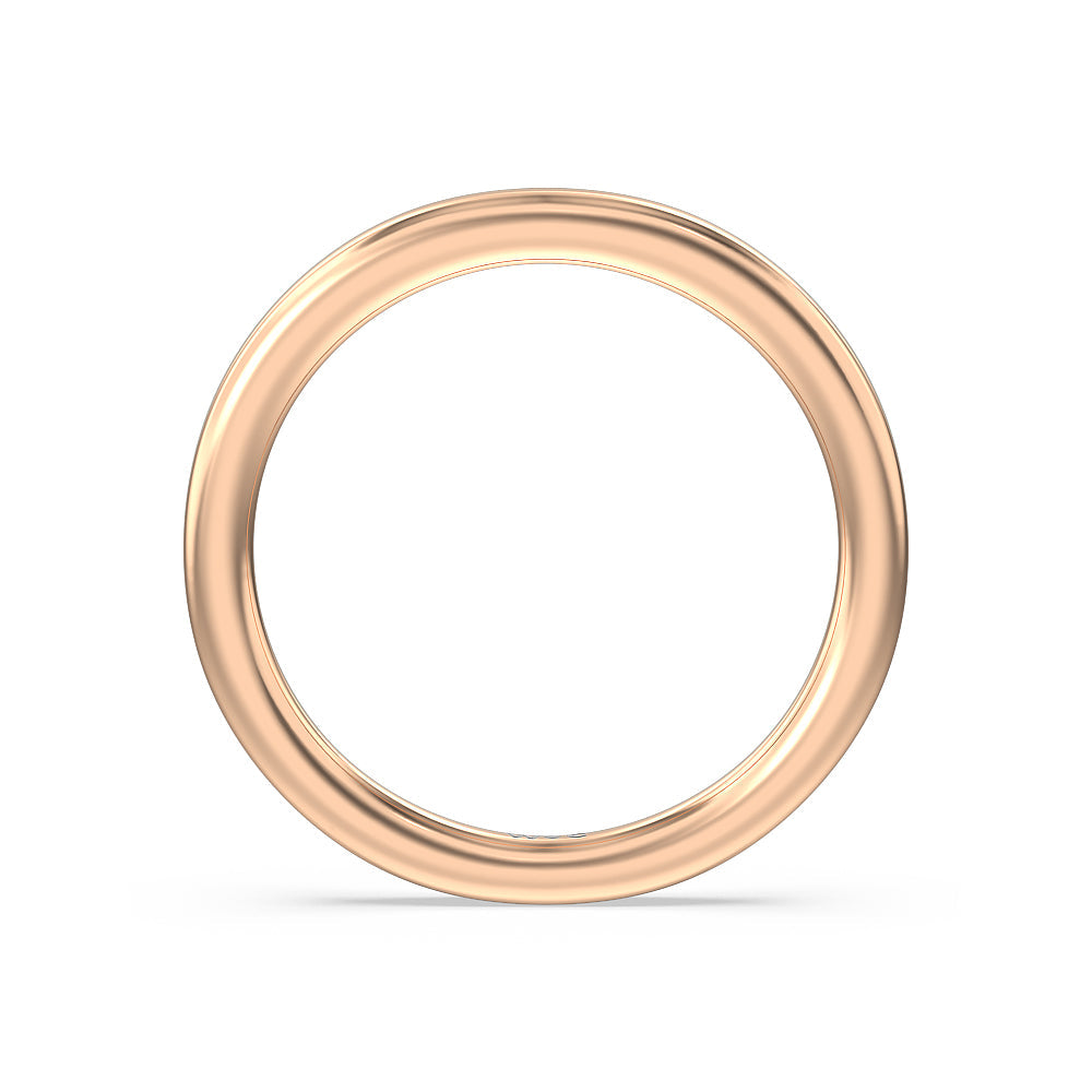Contoured Wedding Band with 18KT Rose Gold Cut Diamond in 14KT Rose Gold view 2
