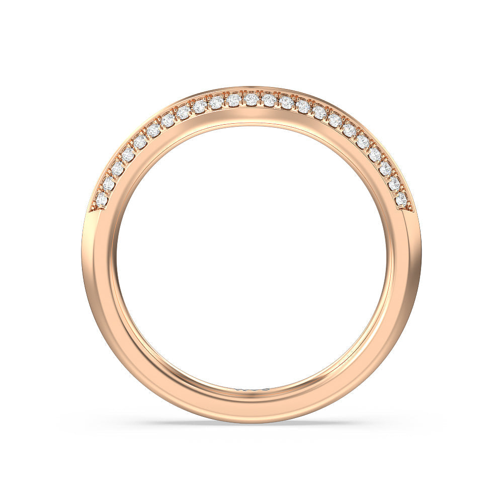 Tapered Knife Edge Diamond Wedding Band with 18KT Rose Gold Cut Diamond in 14KT Rose Gold view 2
