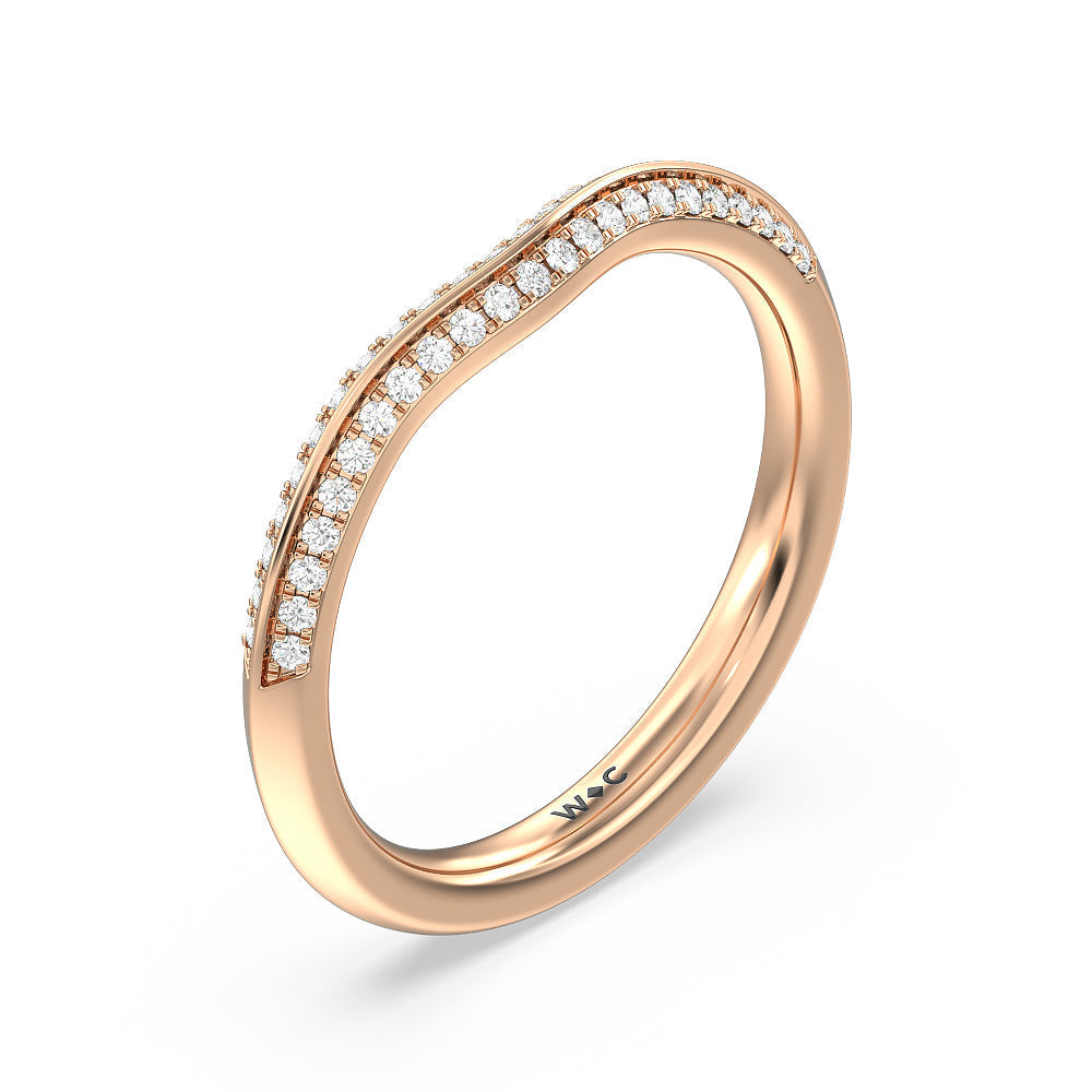 Tapered Knife Edge Diamond Wedding Band with 18KT Rose Gold Cut Diamond in 14KT Rose Gold view 4
