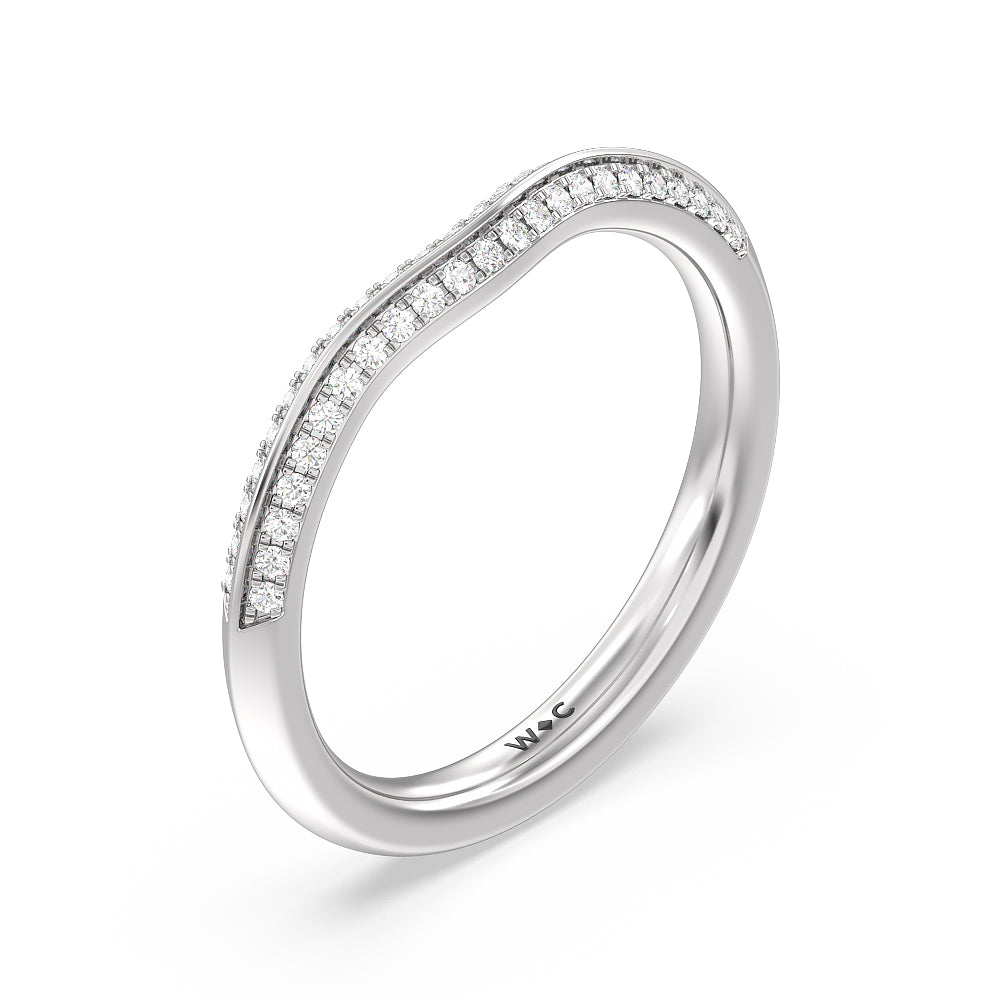 Tapered Knife Edge Diamond Wedding Band with Platinum Cut Diamond in 14KT Platinum view 4
