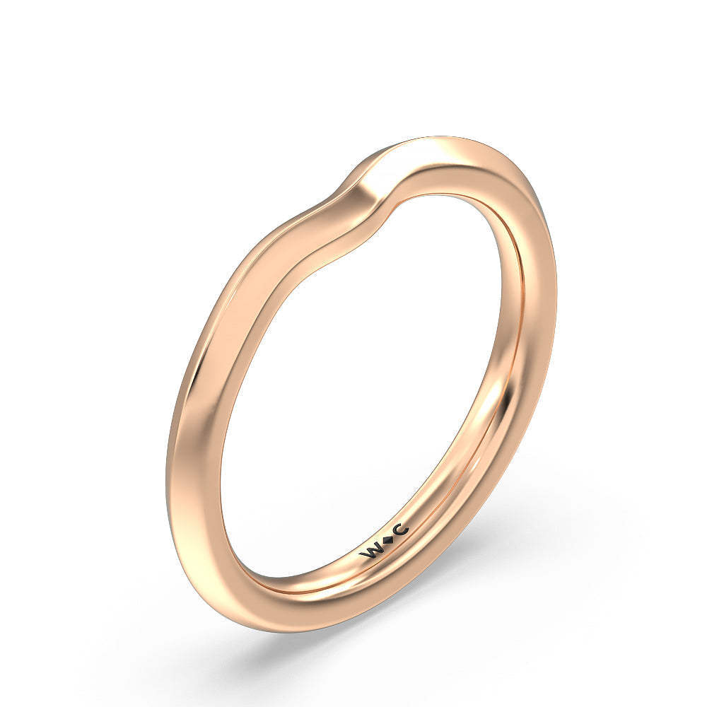 Tapered Knife Edge Wedding Band with 18KT Rose Gold Cut Diamond in 14KT Rose Gold view 4
