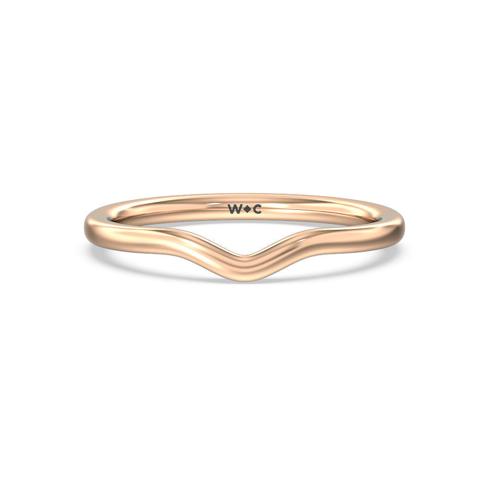 Curved Wedding Band with 18KT Rose Gold Cut Diamond in 14KT Rose Gold view 1
