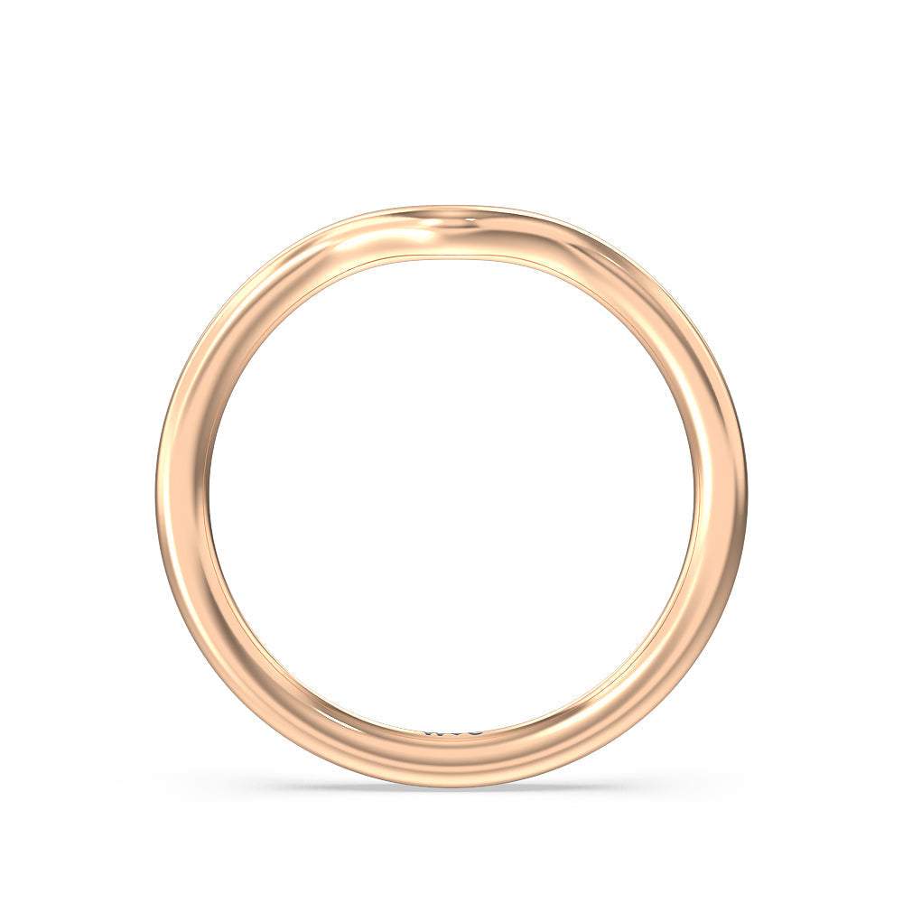 Curved Wedding Band with 18KT Rose Gold Cut Diamond in 14KT Rose Gold view 2
