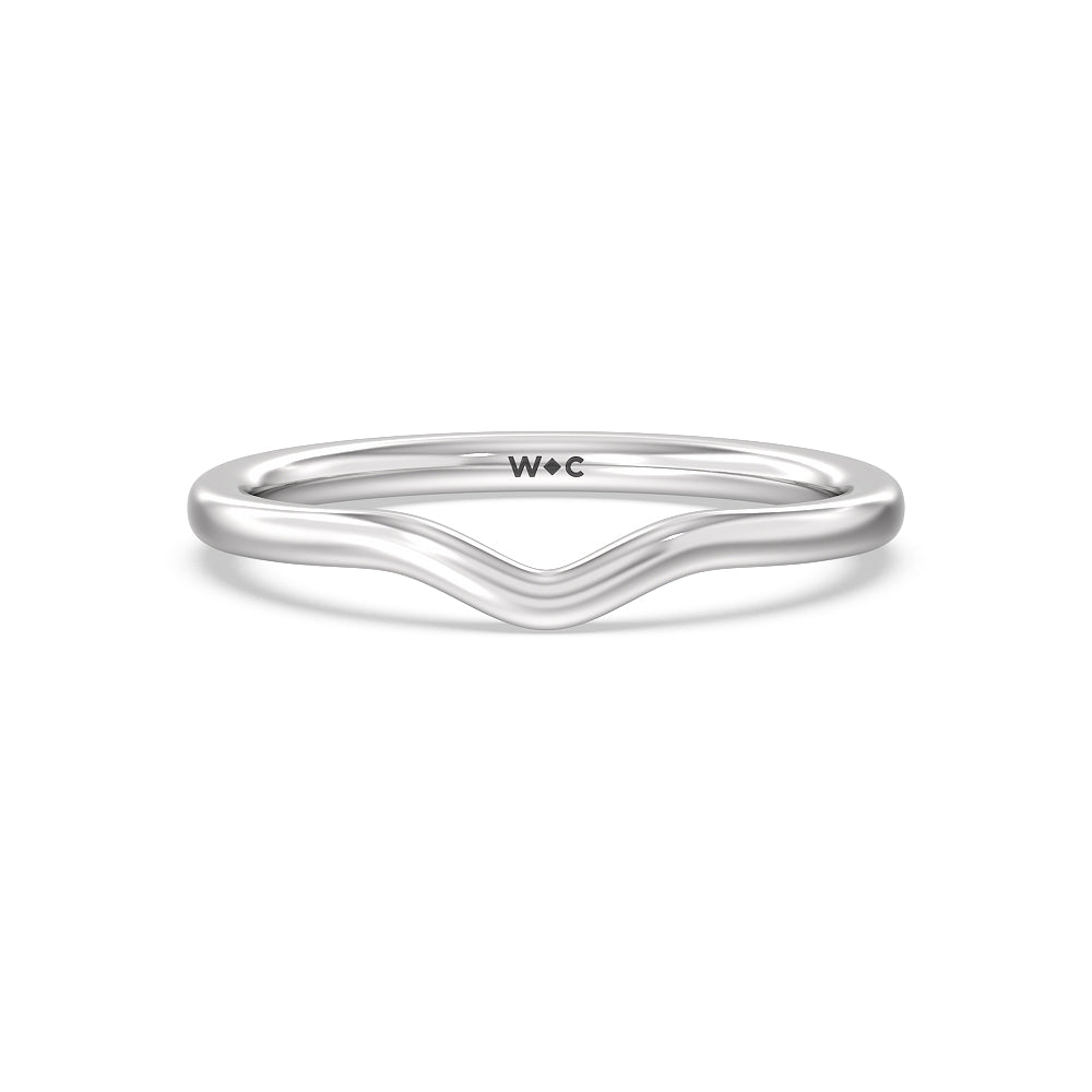 Curved Wedding Band with Platinum Cut Diamond in 14KT Platinum view 1
