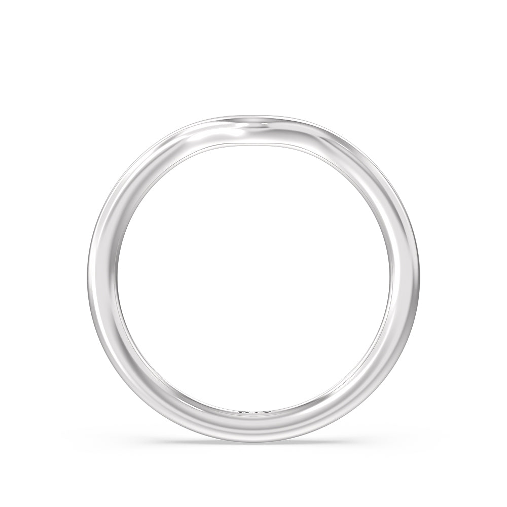 Curved Wedding Band with Platinum Cut Diamond in 14KT Platinum view 2
