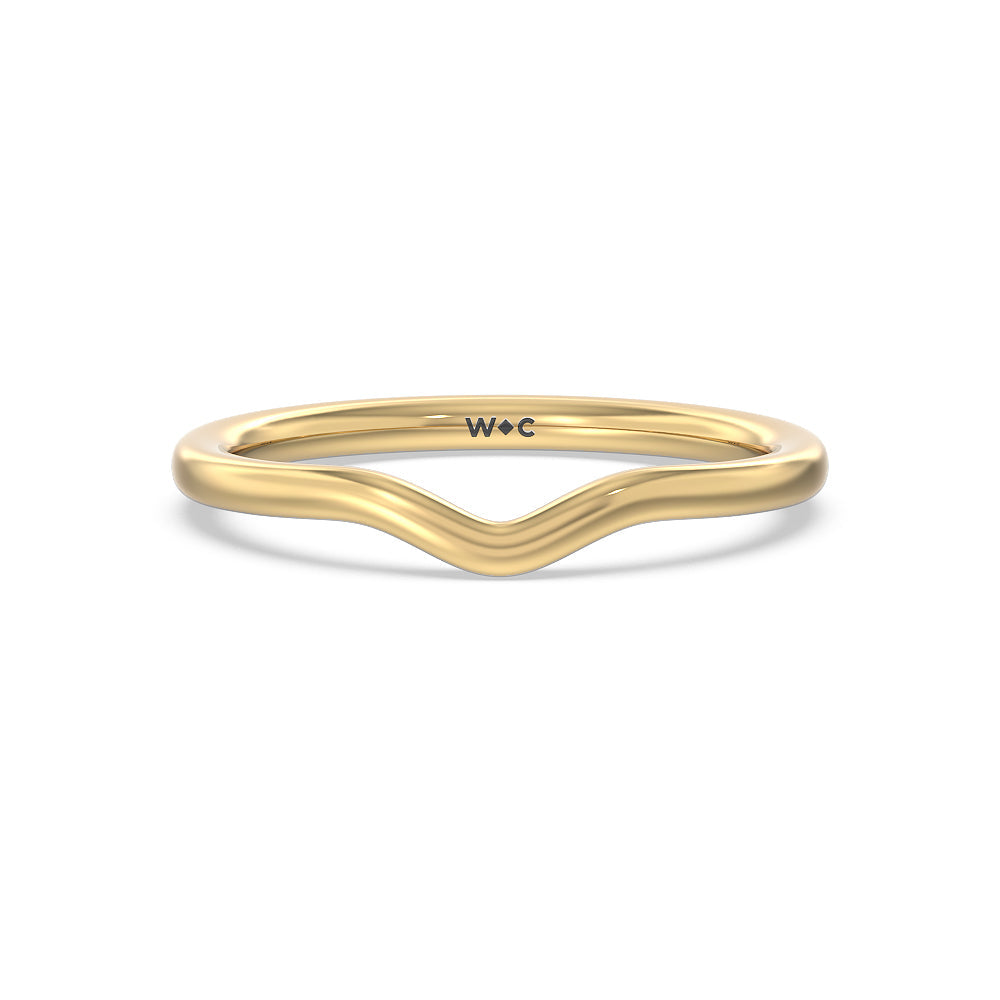 Curved Wedding Band with 18KT Yellow Gold Cut Diamond in 14KT Yellow Gold view 1
