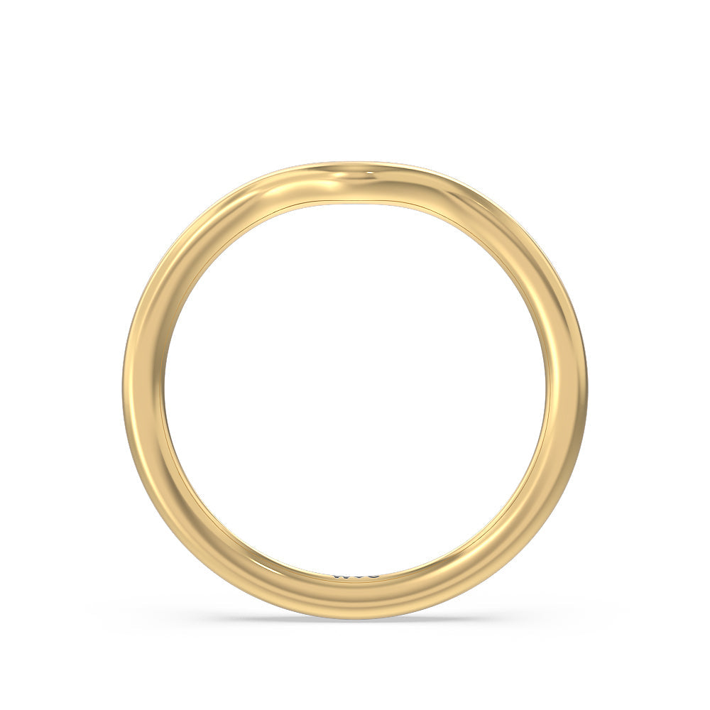 Curved Wedding Band with 18KT Yellow Gold Cut Diamond in 14KT Yellow Gold view 2
