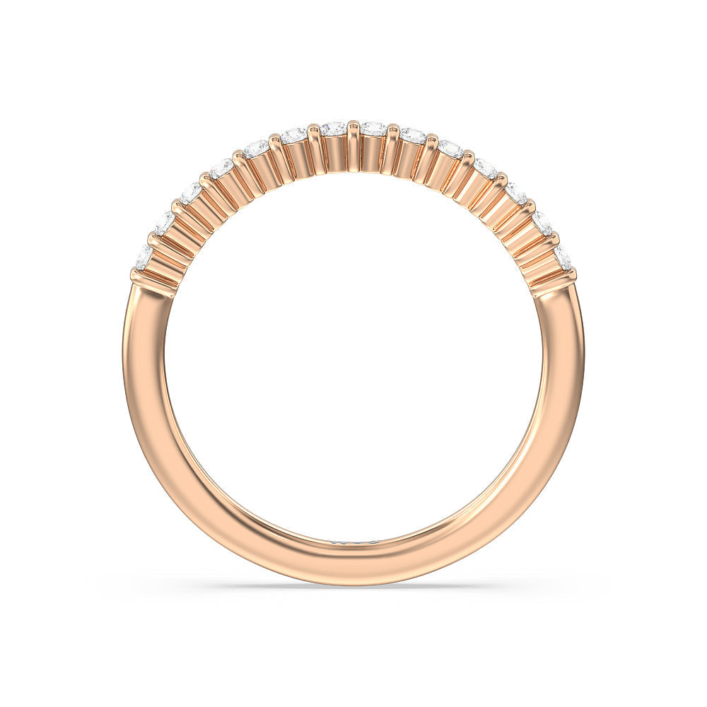 Double Row Diamond Hidden Halo Wedding Band with 18KT Rose Gold Cut Diamond in 14KT Rose Gold view 2
