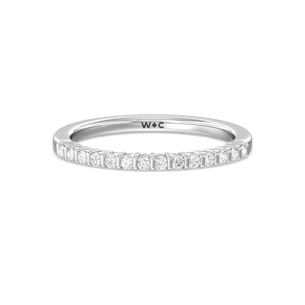 Double Row Diamond Hidden Halo Wedding Band with Platinum Cut Diamond in 14KT Platinum view 1
