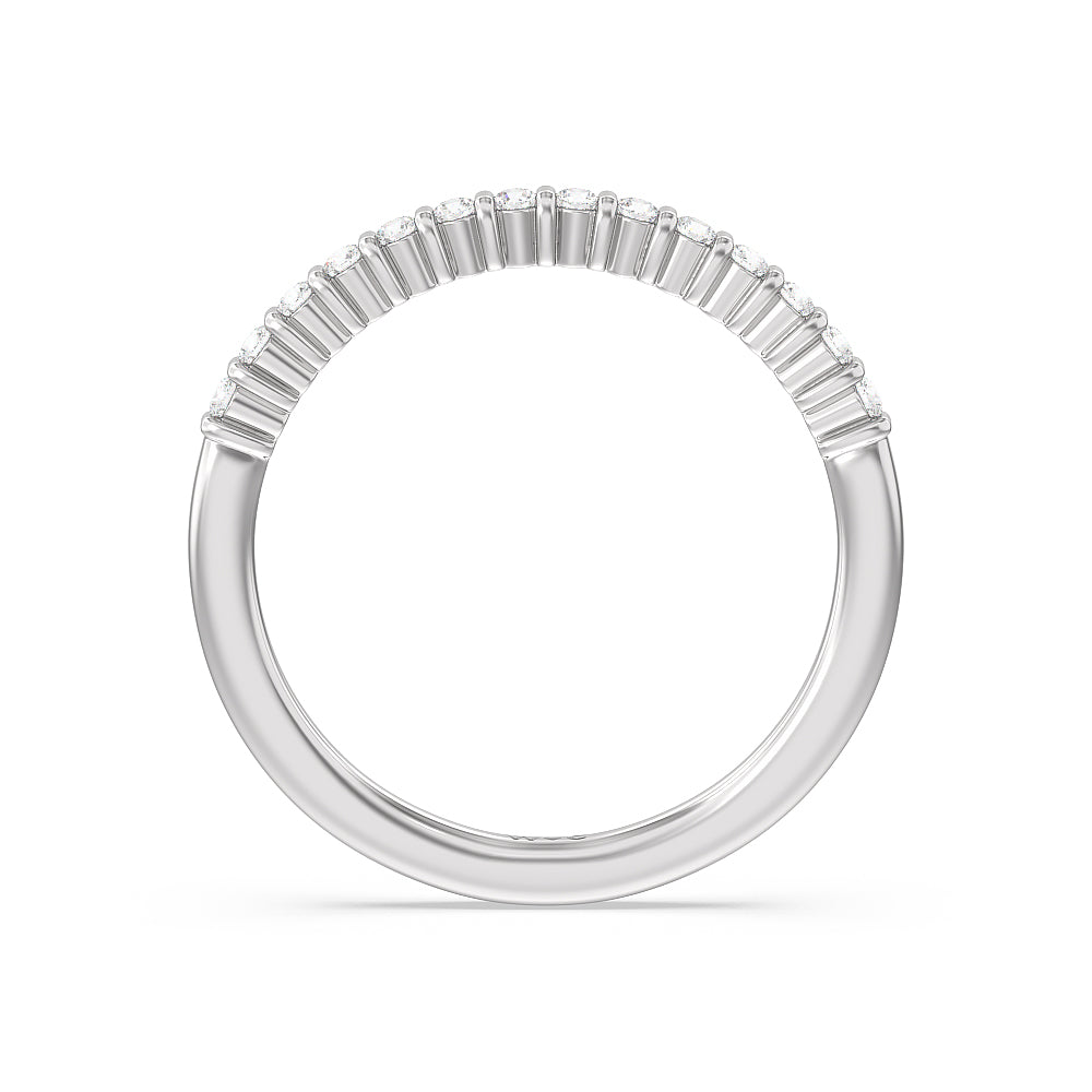 Double Row Diamond Hidden Halo Wedding Band with Platinum Cut Diamond in 14KT Platinum view 2

