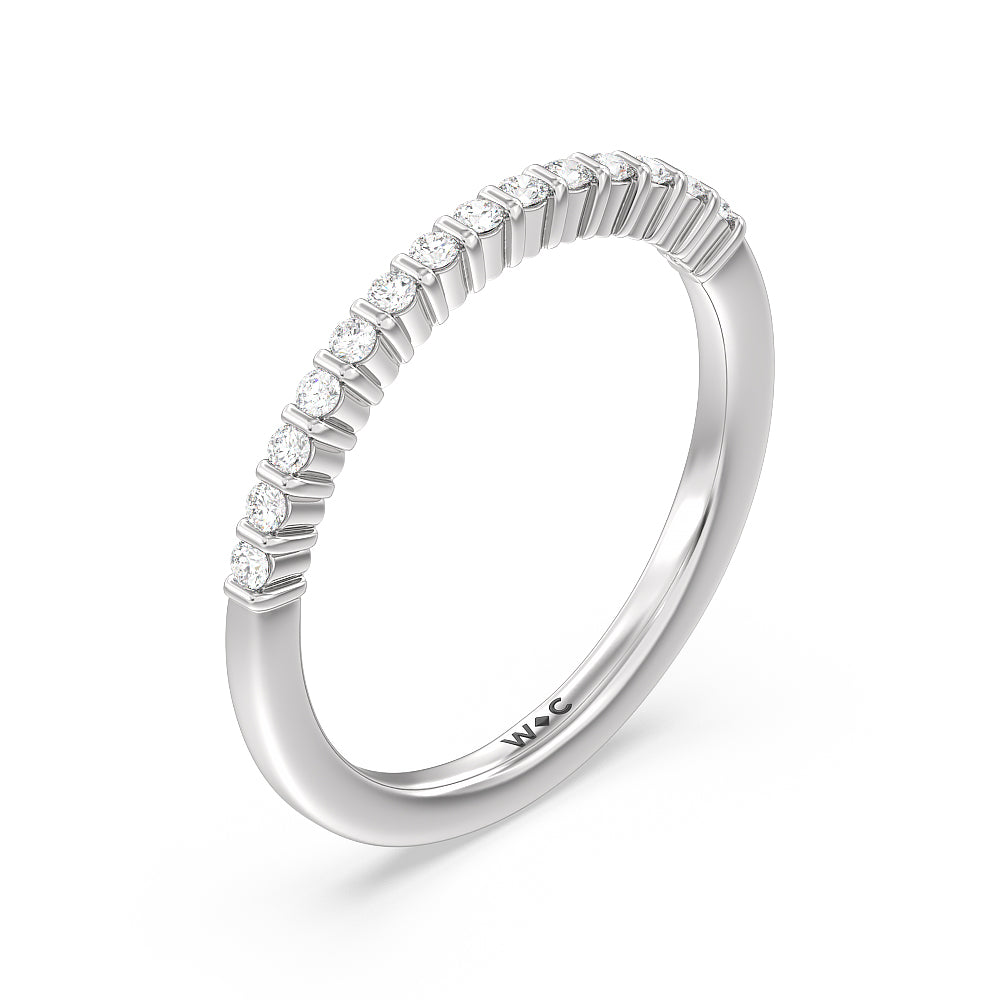 Double Row Diamond Hidden Halo Wedding Band with Platinum Cut Diamond in 14KT Platinum view 4
