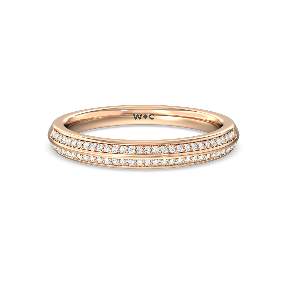 Knife Edge Diamond Hidden Halo Wedding Band with 18KT Rose Gold Cut Diamond in 14KT Rose Gold view 1

