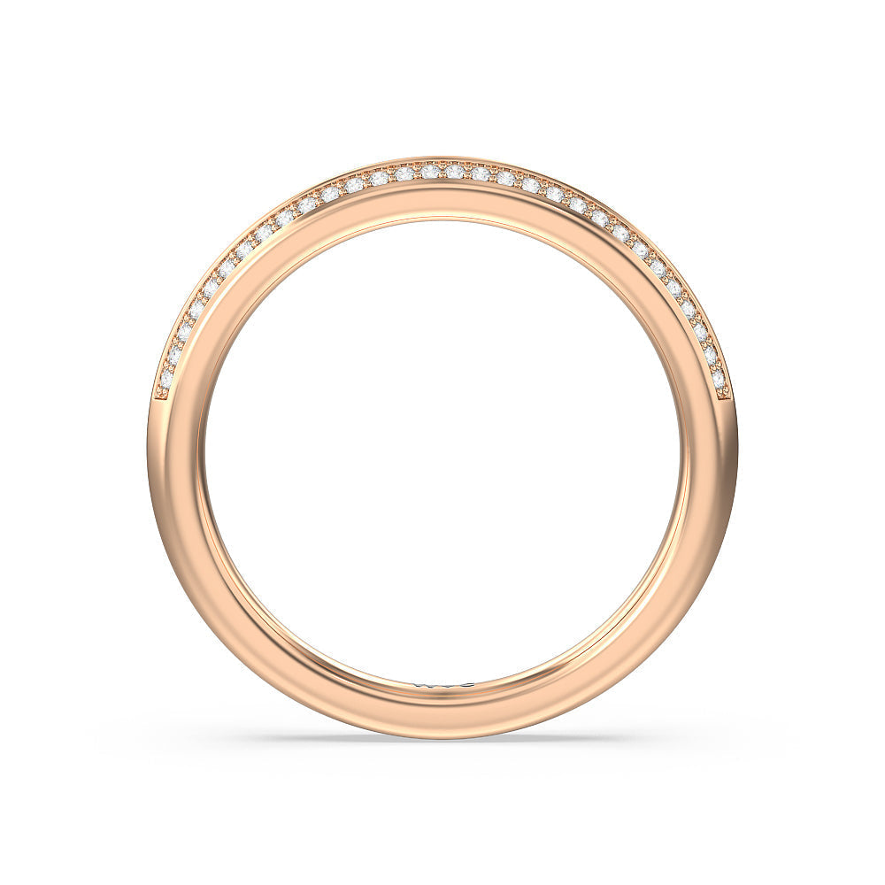 Knife Edge Diamond Hidden Halo Wedding Band with 18KT Rose Gold Cut Diamond in 14KT Rose Gold view 2

