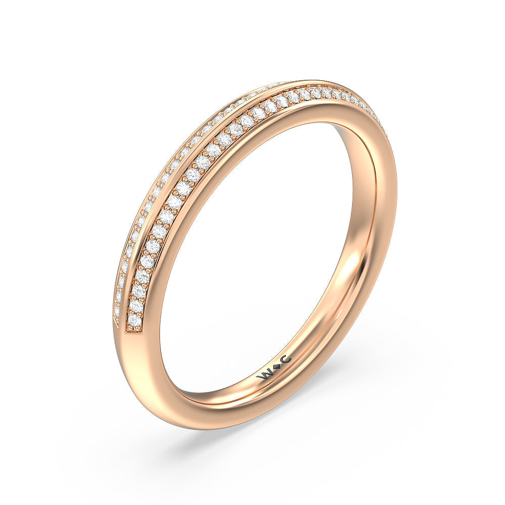 Knife Edge Diamond Hidden Halo Wedding Band with 18KT Rose Gold Cut Diamond in 14KT Rose Gold view 4

