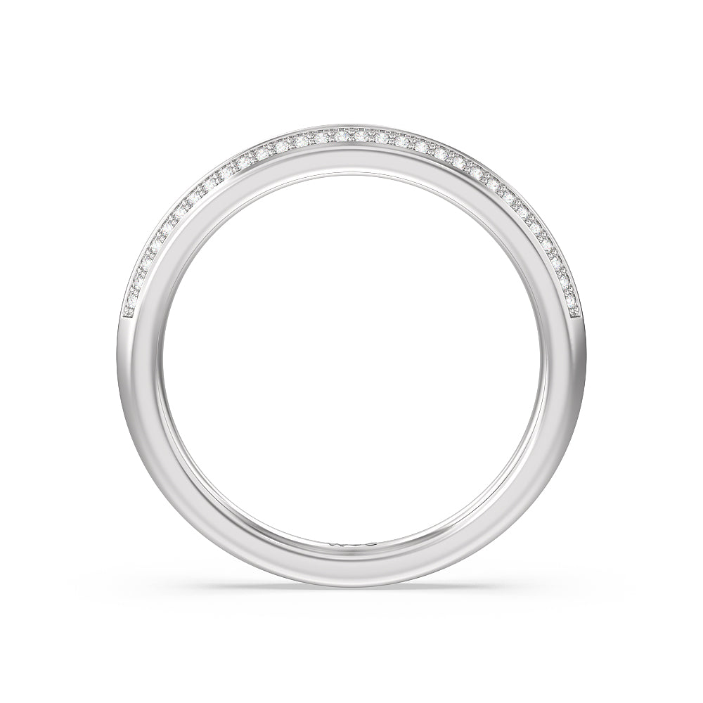 Knife Edge Diamond Hidden Halo Wedding Band with Platinum Cut Diamond in 14KT Platinum view 2
