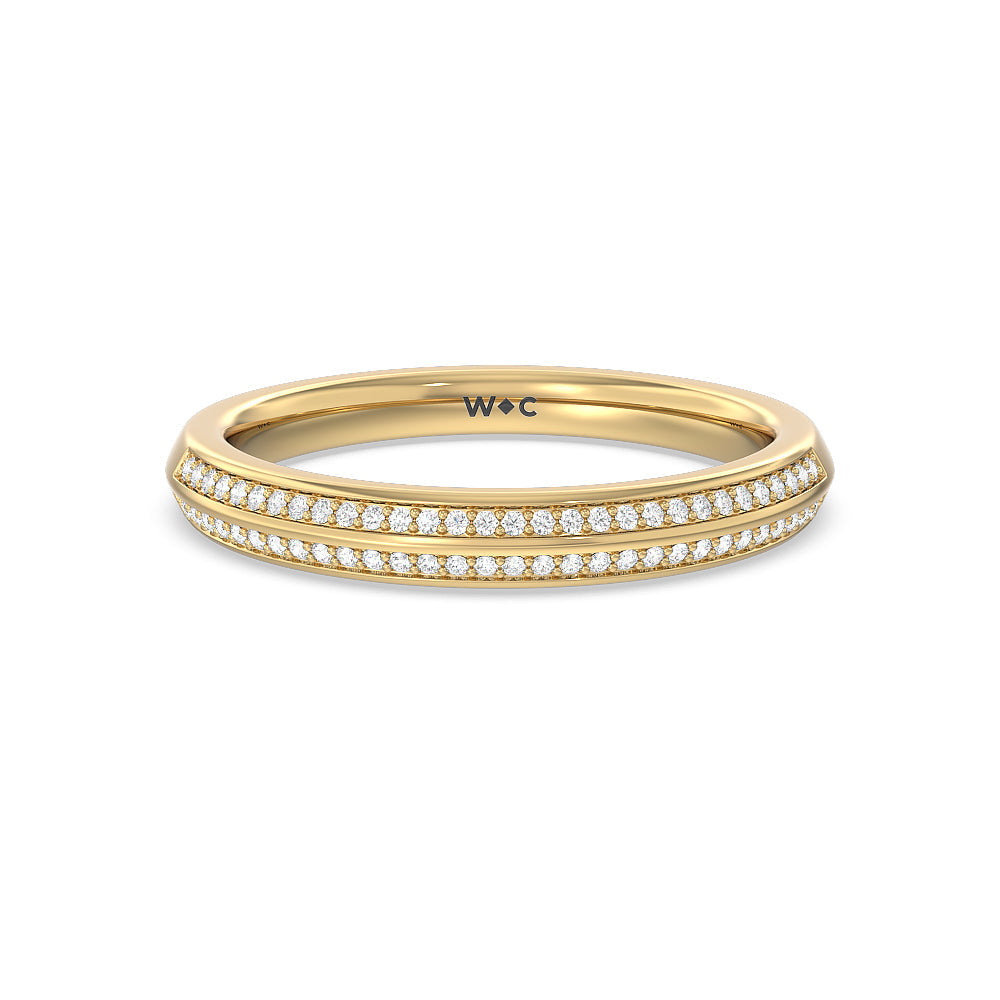 Knife Edge Diamond Hidden Halo Wedding Band with 18KT Yellow Gold Cut Diamond in 14KT Yellow Gold view 1
