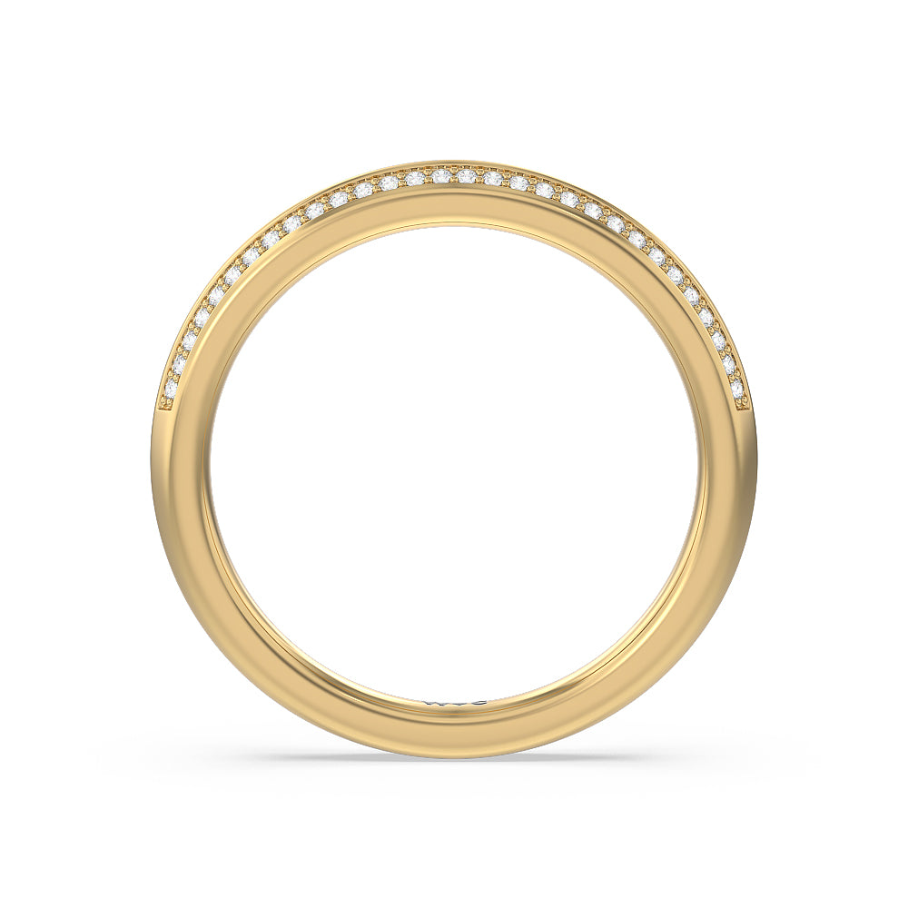 Knife Edge Diamond Hidden Halo Wedding Band with 18KT Yellow Gold Cut Diamond in 14KT Yellow Gold view 2
