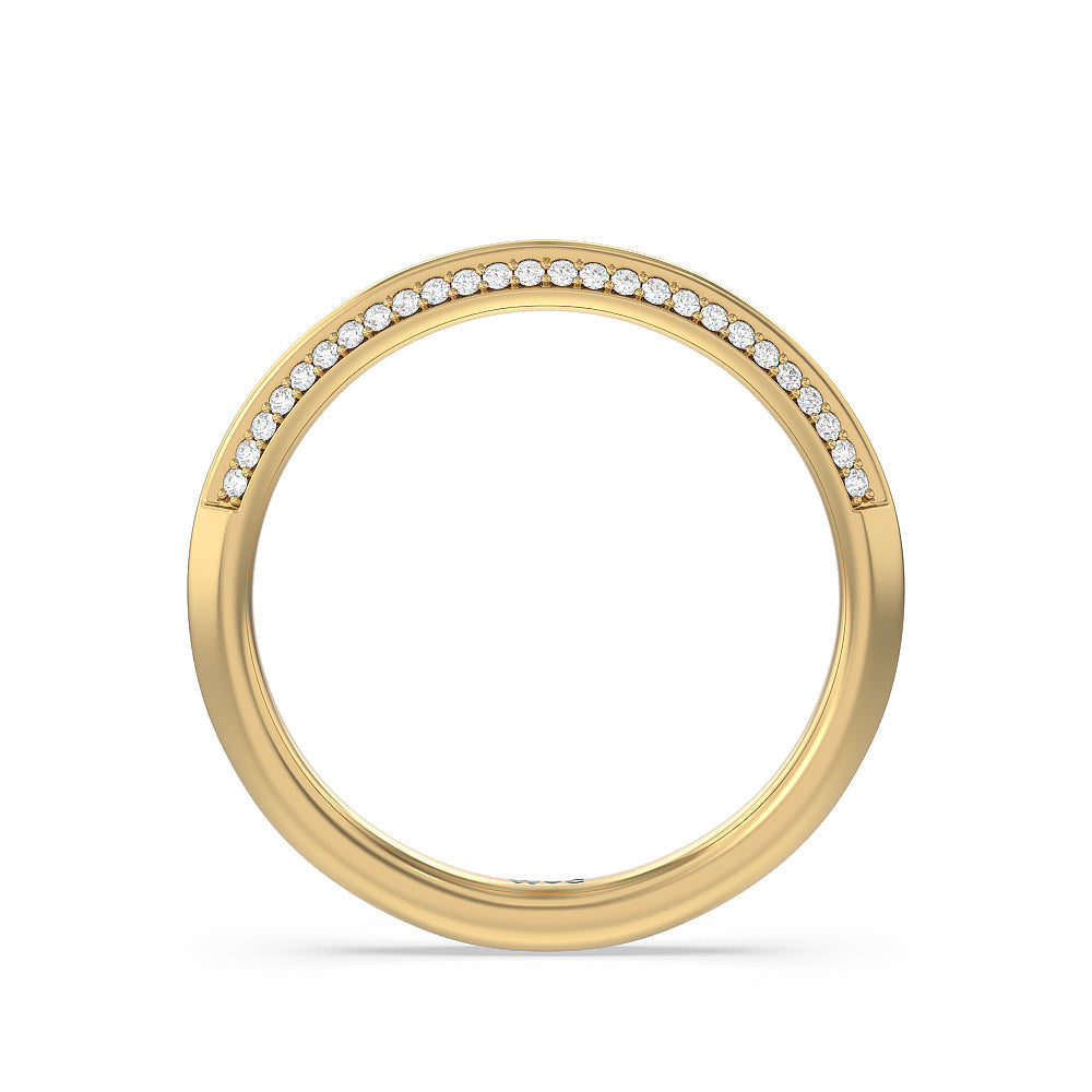 Pave Prong Hidden Halo Diamond Wedding Band with 18KT Yellow Gold Cut Diamond in 14KT Yellow Gold view 2
