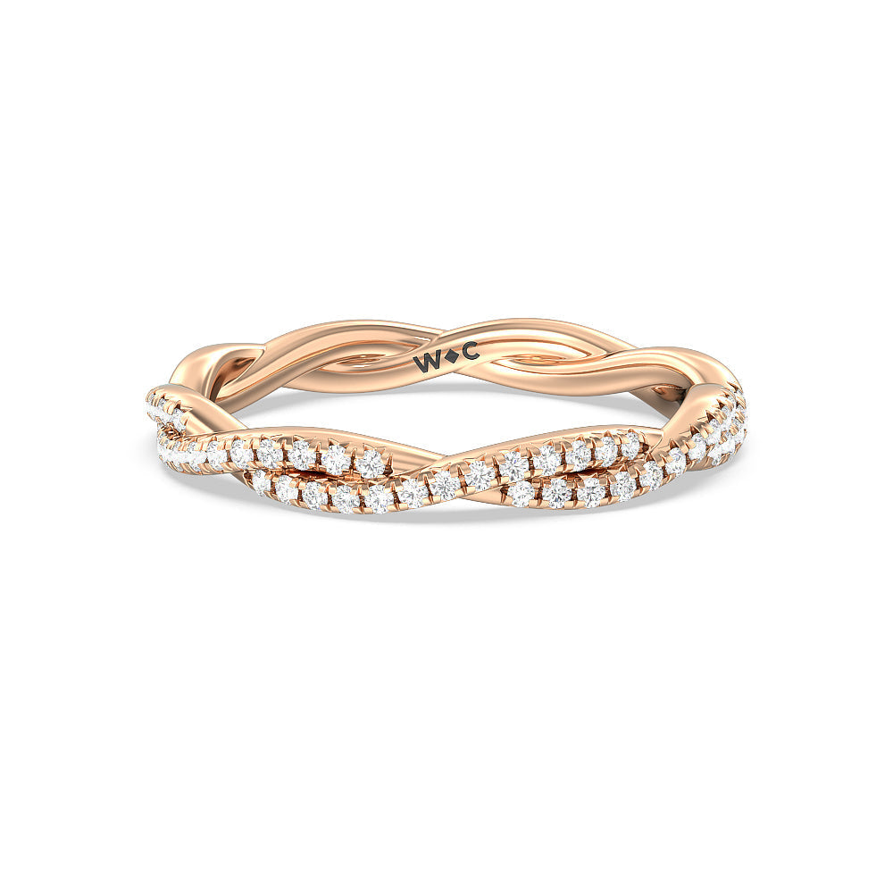 Eternity Twisted Vine Diamond Wedding Band with 18KT Rose Gold Cut Diamond in 14KT Rose Gold view 1
