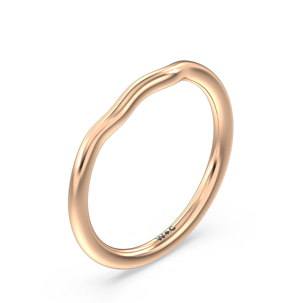 Tapered Wave Wedding Band with 18KT Rose Gold Cut Diamond in 14KT Rose Gold view 4
