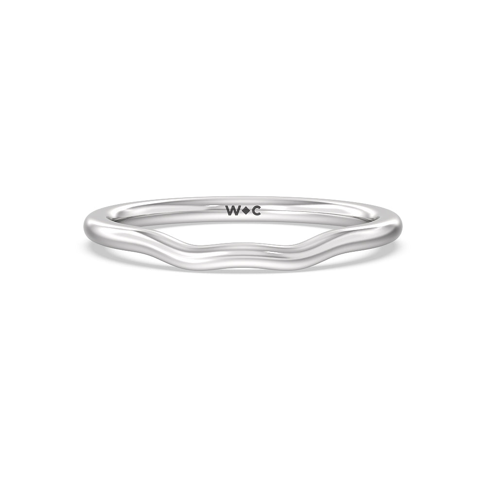 Tapered Wave Wedding Band with Platinum Cut Diamond in 14KT Platinum view 1

