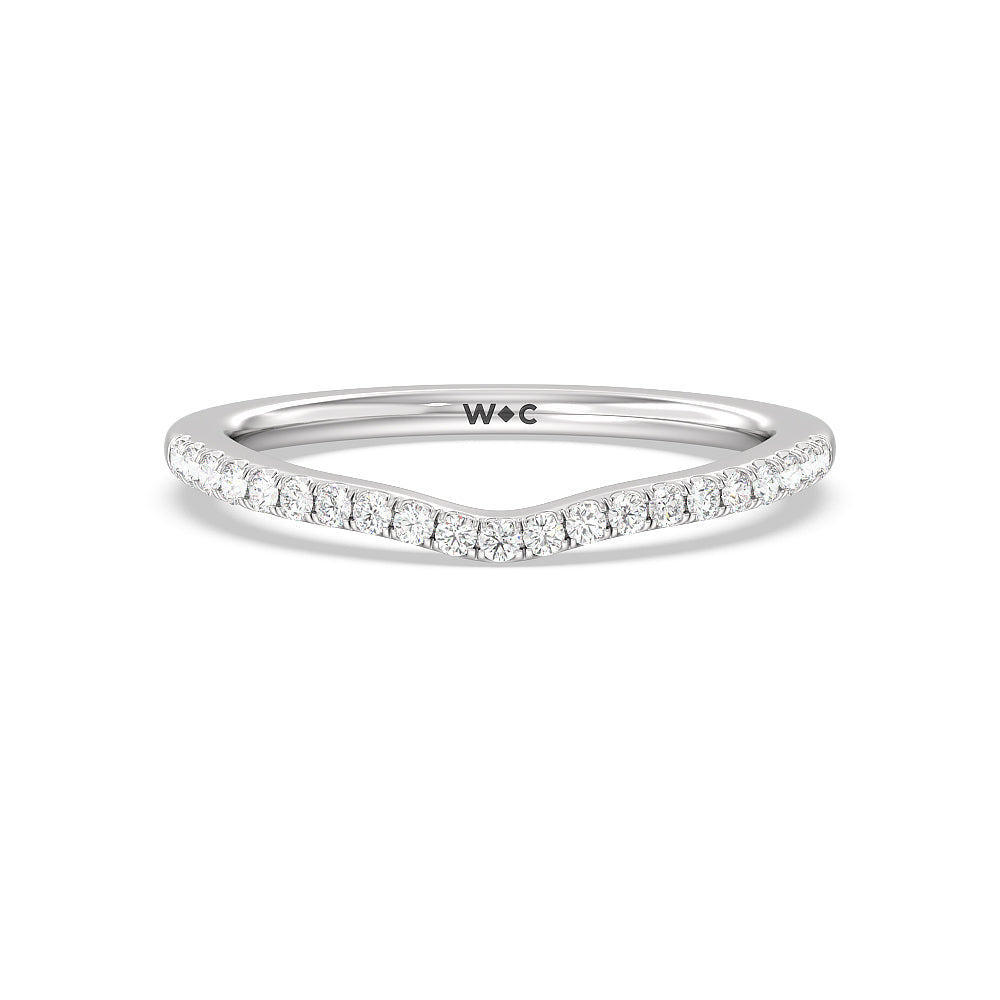 Split Shank Halo Diamond Shadow Wedding Band with Platinum Cut Diamond in 14KT Platinum view 1
