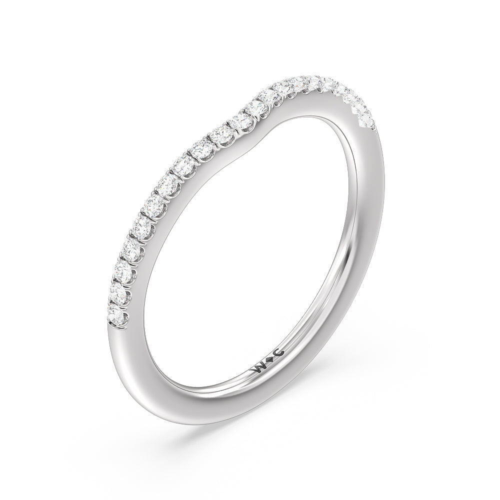 Split Shank Halo Diamond Shadow Wedding Band with Platinum Cut Diamond in 14KT Platinum view 4
