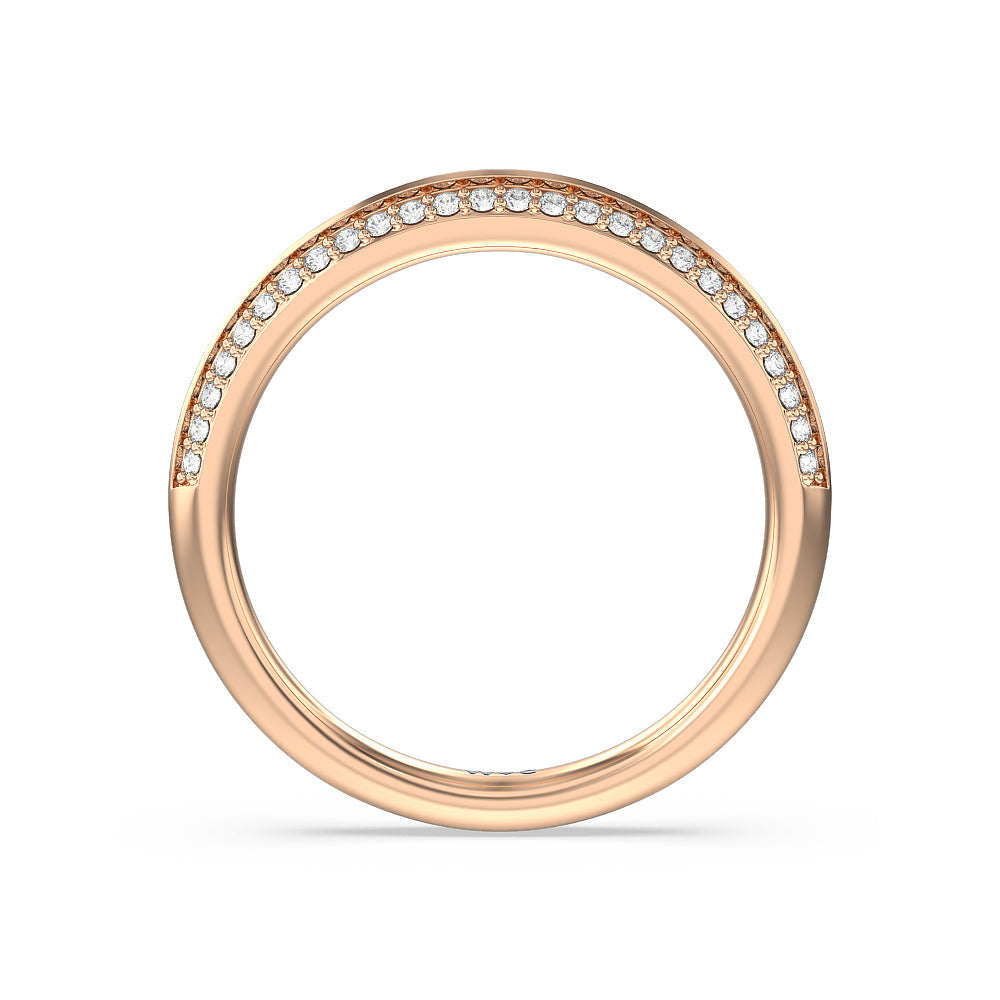 Pave Knife Edge Diamond Wedding Band with 18KT Rose Gold Cut Diamond in 14KT Rose Gold view 2
