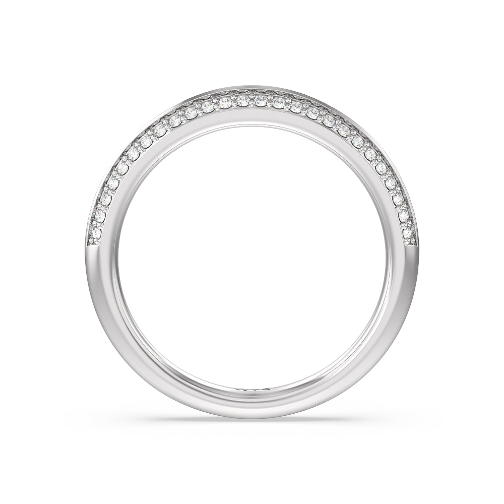 Pave Knife Edge Diamond Wedding Band with Platinum Cut Diamond in 14KT Platinum view 2
