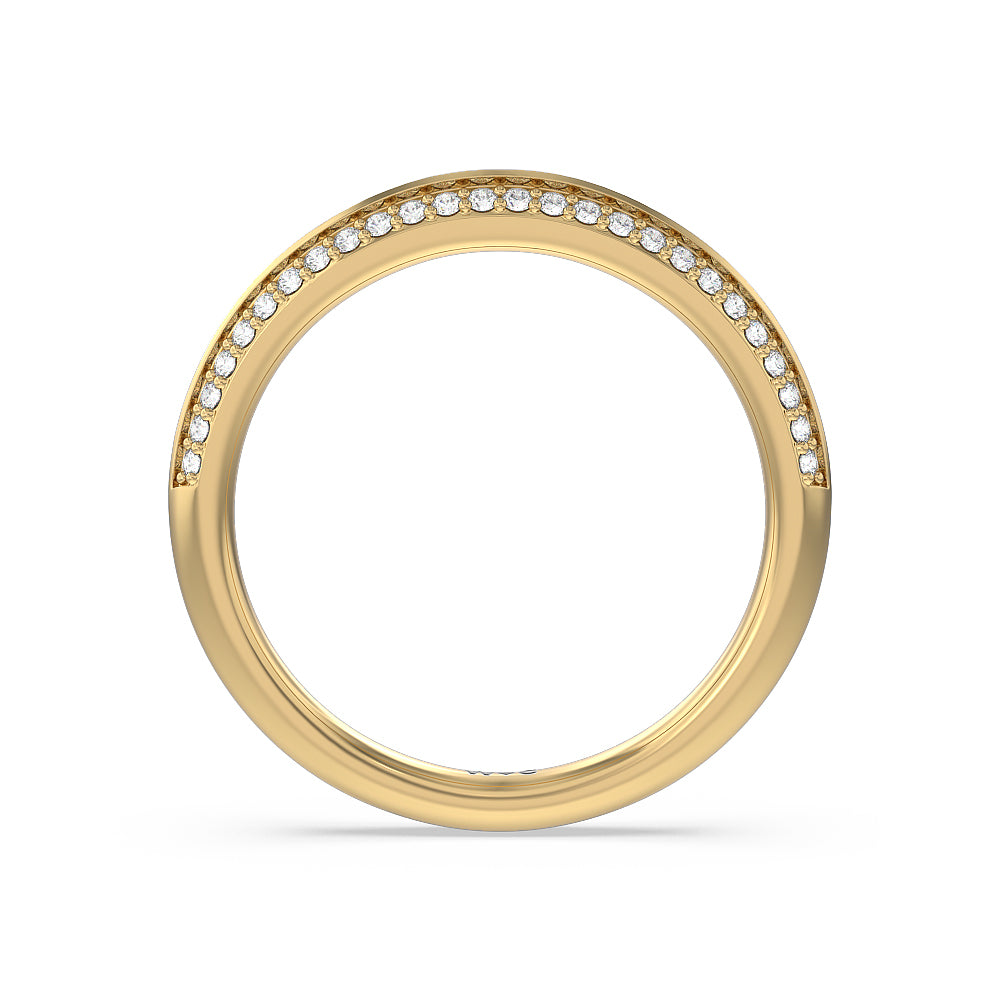 Pave Knife Edge Diamond Wedding Band with 18KT Yellow Gold Cut Diamond in 14KT Yellow Gold view 2

