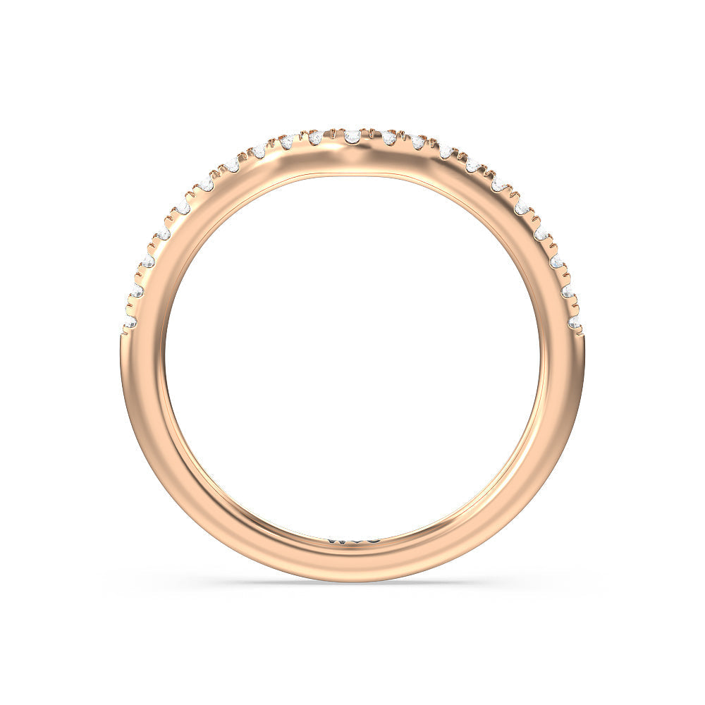 Double Pave Modern Halo Diamond Wedding Band with 18KT Rose Gold Cut Diamond in 14KT Rose Gold view 2
