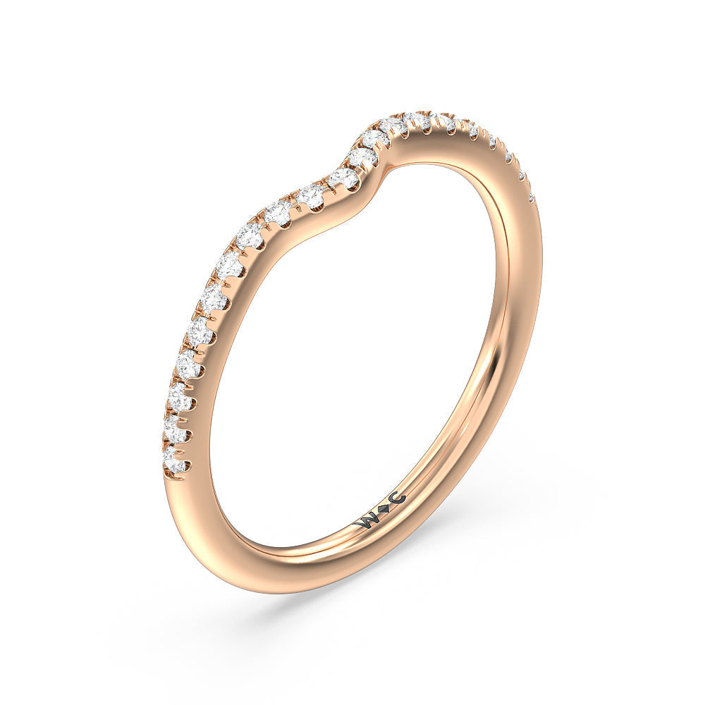 Double Pave Modern Halo Diamond Wedding Band with 18KT Rose Gold Cut Diamond in 14KT Rose Gold view 4
