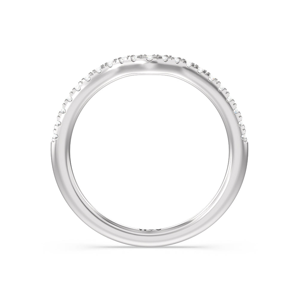 Double Pave Modern Halo Diamond Wedding Band with Platinum Cut Diamond in 14KT Platinum view 2
