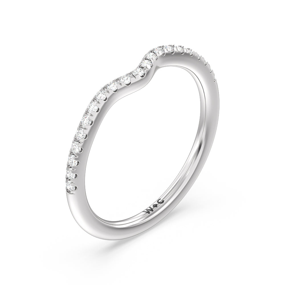 Double Pave Modern Halo Diamond Wedding Band with Platinum Cut Diamond in 14KT Platinum view 4
