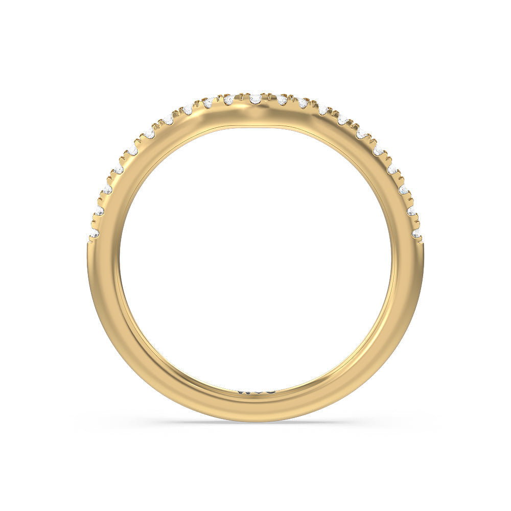 Double Pave Modern Halo Diamond Wedding Band with 18KT Yellow Gold Cut Diamond in 14KT Yellow Gold view 2
