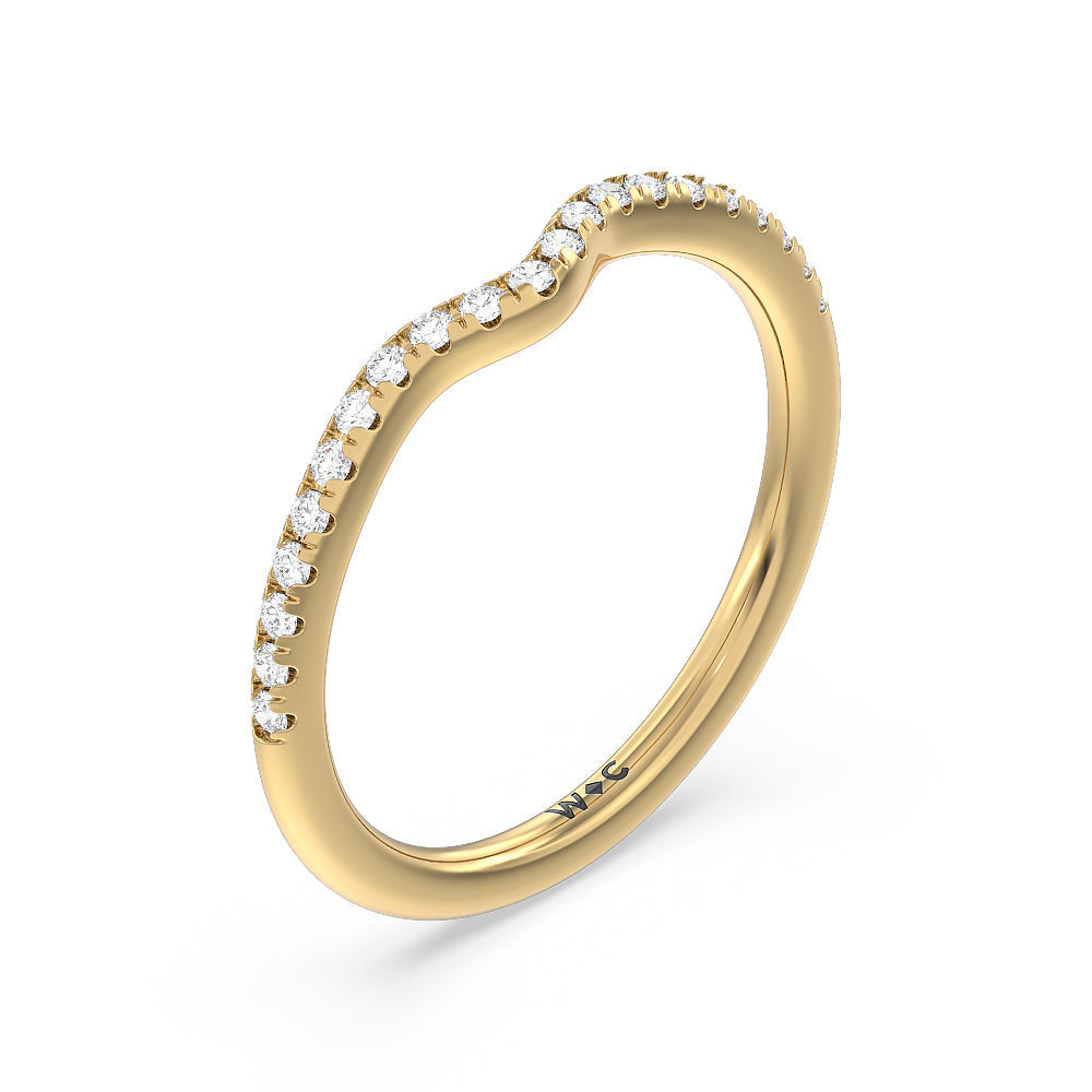 Double Pave Modern Halo Diamond Wedding Band with 18KT Yellow Gold Cut Diamond in 14KT Yellow Gold view 4
