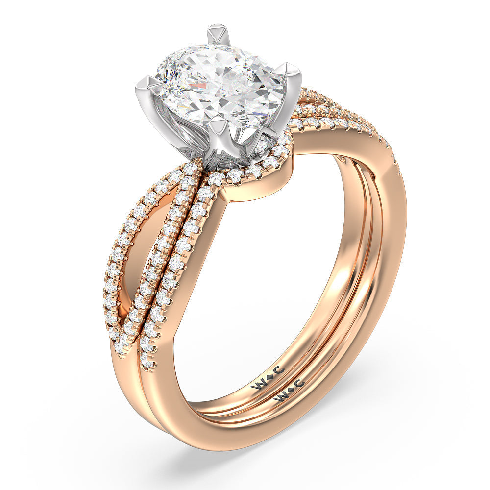 Petal Peekaboo Diamond Wedding Band with 18KT Rose Gold Cut Diamond in 14KT Rose Gold view 3
