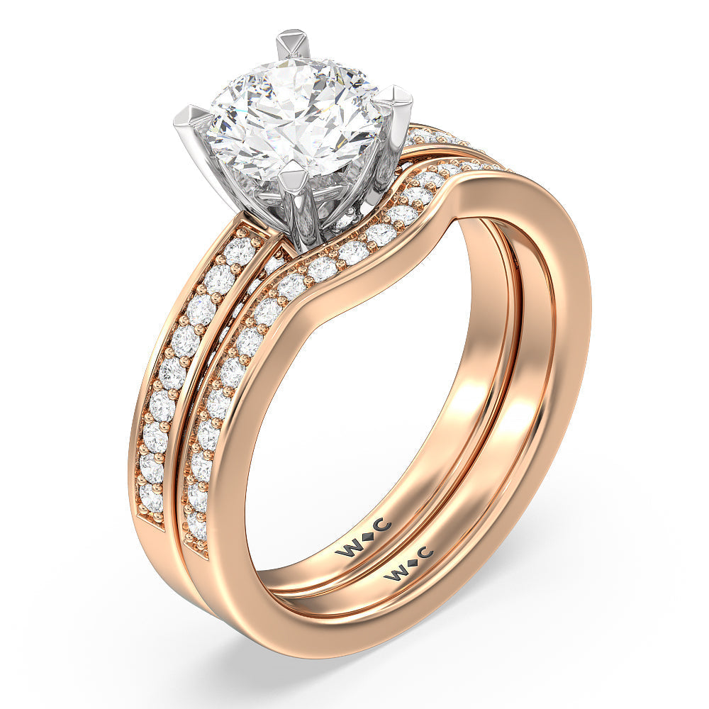 Grand Pave Peekaboo Diamond Wedding Band with 18KT Rose Gold Cut Diamond in 14KT Rose Gold view 3
