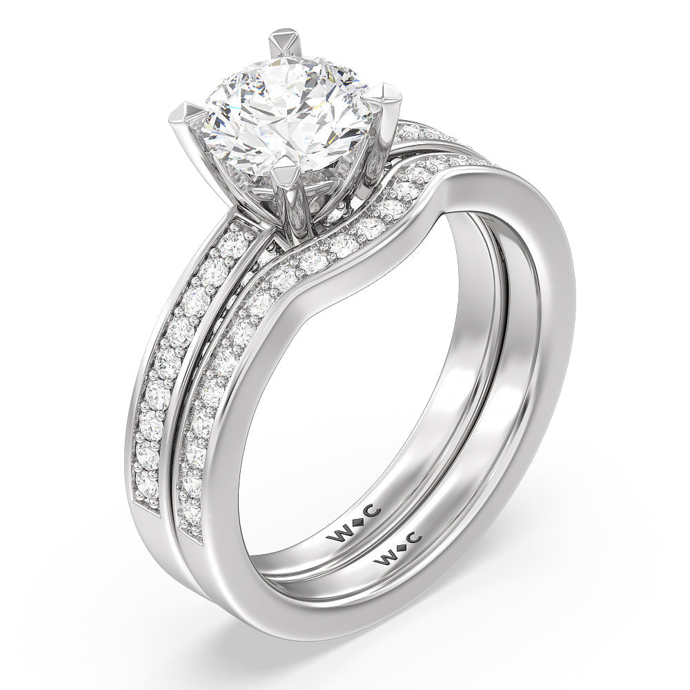 Grand Pave Peekaboo Diamond Wedding Band with Platinum Cut Diamond in 14KT Platinum view 3
