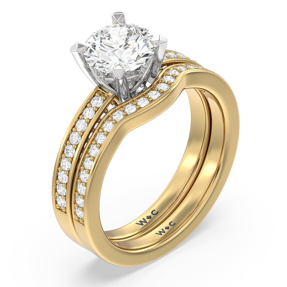 Grand Pave Peekaboo Diamond Wedding Band with 18KT Yellow Gold Cut Diamond in 14KT Yellow Gold view 3
